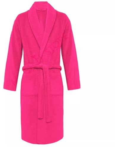 Unisex Egyptian Cotton Bath Robe 100% Luxury Terry Towelling Dressing Gown Soft Hooded or Shawl Neck Loungewear Housecoat for Men Women- Shawal Fuchsia