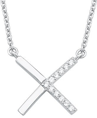 s.Oliver Damen-Kette mit Anhänger verstellbar 925 Silber rhodiniert Zirkonia weiß 45 cm - 2018785