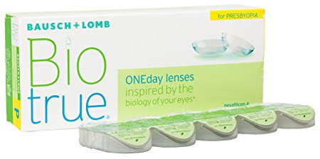 Bausch + Lomb Biotrue ONEday for Presbyopia Tageslinsen, Gleitsicht-Kontaktlinsen, weich, 30 Stück -02.50 Dpt, DIA 14,2 mm, BC 8,60, Add High