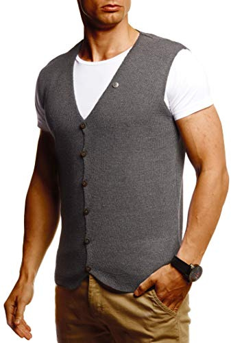 Leif Nelson LN1855 - Gilet da uomo per il tempo libero, sotto giacca in maglia fine, maglietta a maniche corte, per business, feste, matrimoni