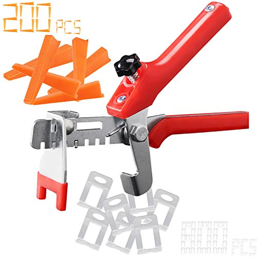 EXLECO 800 unidades de sistema de nivelación de azulejos, mini lengüetas de 2 mm, base de junta, 200 cuñas, alicates para azulejos, altura de 3-12 mm, lengüetas de tracción de 3 a 12 mm, juego de