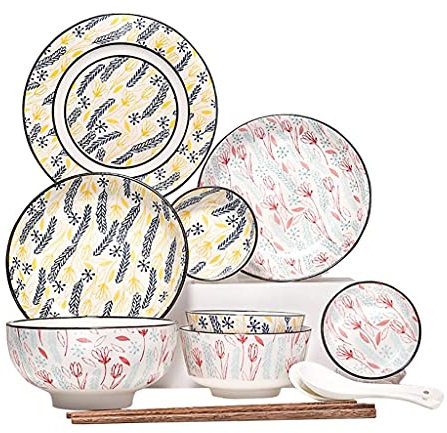 Servis 12-delat julservis Set Modern Premium Keramiska Lunchtallrikar Skål Set Diskmaskin Säker middag (Färg: A) little surprise