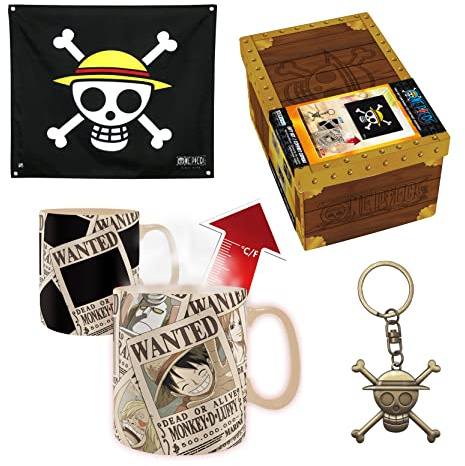 ABYSTYLE - One Piece - Confezione regalo premium bandiera + portachiavi 3D + tazza
