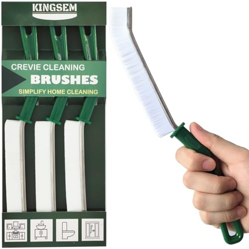 KINGSEM New Crevice Cleaning Brush, Hard-Bristled Washing Brush, Corner Edge Cleaning Brush, Multifunctional Gap Brushes for Kitchen countertop Surfaces, Windows Groove, Tiles & Faucets - 3PCS