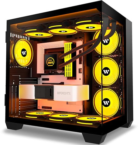 AMANSON PC Gehäuse- ATX Mid Tower Gehäuse aus gehärtetem Glas Gaming Computer Gehäuse （ohne ARGB Lüfter） H03 schwarz