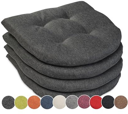 sunnypillow 4er Set Stuhlkissen 40x40 cm - Sitzkissen Stuhl 5cm dick - Sitzpolster für Stühle, Bänke in Haus und Garten - Indoor, Outdoor Auflage für Esszimmerstuhl oder Küche - Anthrazit - Made in EU