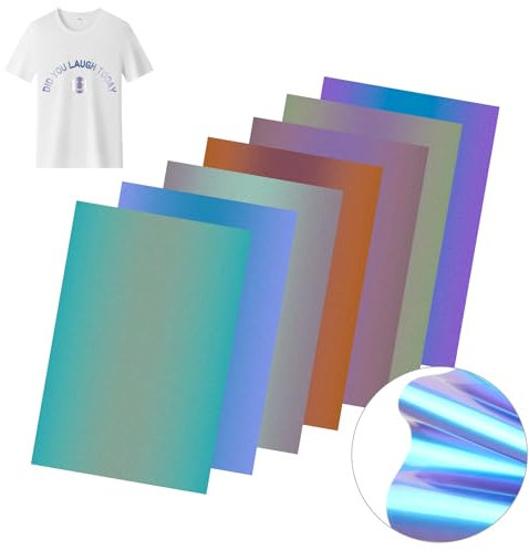 Tikplus Plotterfolie Textil, 7 Farben Vinylfolie Plotter 30x20cm, Heat Transfer Flexfolie Vinyl, Transferfolie Plotter für DIY Becher, T-Shirt Stoffe zum Aufbügeln