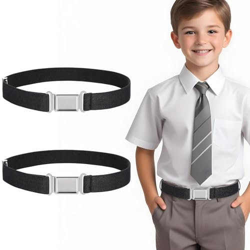 LLOUSSAK Kinder Magnetische Gürtel, 2 Stück Verstellbarer Gürtel Elastischer Kindergürtel Jungen mit Einfacher Magnetischer Schnalle Kindergürtel geeignet für Jeans Shorts Hosen Kleider