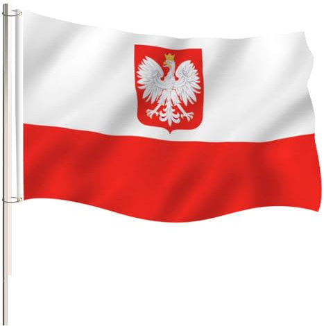 5ft x 3ft Poland Flag 90 x150cm Poland National with Two Brass Grommets Large Flag of for Festival Party Sport Events Gardens Home Indoor and Outdoor Decoration