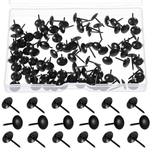 Lnngub 100 Pcs Black Thumb Tacks,Metal Thumb Tack Furniture Nails Round Head Upholstery Pins Black Upholstery Tacks for Furniture DIY Projects Home Decor,8 X 13mm