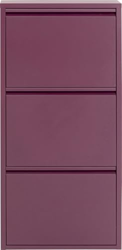 Kare Caruso Designer Shoe Cabinet, Berry, 104 x 50 x 15 cm, Shoe Rack, Shoe Rack, with 3 Flaps, for 6 Pairs of Shoes, Steel, Narrow, Space-Saving, High, Entrance Area