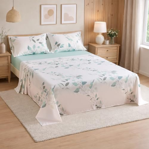 DALINA Juego de Sábanas 180x200 Estampada 4 Piezas - Sabana Encimera Cama 180, Sábana Bajera Ajustable y 2 Fundas Almohada 45x85