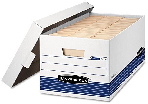 Bankers Box 12-Pack Medium Duty File Storage Boxes with Lids, FastFold Assembly, 24 Inch Letter, STOR/FILE, (00701)