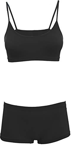 Toocool Ensemble de Sous-Vêtements pour Filles, Brassière et Short pour Filles pour la Danse et la Gymnastique Artistique, Sous-Vêtements de Fitness et Sport Enfant LO-TZ078 [8-10, Noir]