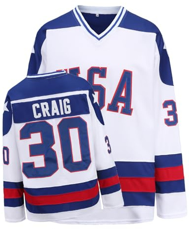 YWIES Hockey Jersey of USA 1980 Olympic Team Jerseys #30 Jim Craig Stitched Letters and Numbers White S-XXXL
