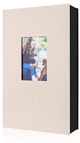 Benjia Photo Album 6x4 Slip in, Linen 300 Pockets Photo Albums Holds Landscape Only 10x15cm Picture Beige