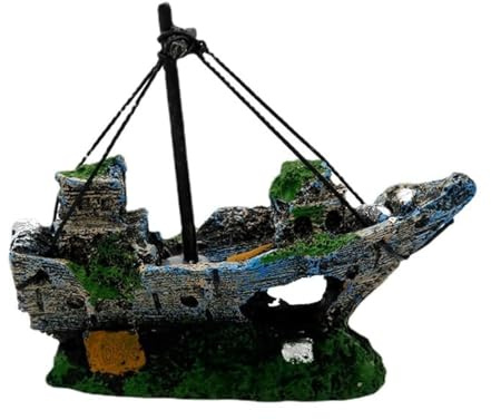 Aquarium Landscaping Decoration Shipwreck Pirate Boat Sunken Ship Fish Shelter Fish Tank Decoration Small Medium Fish Garden Pond Ornament