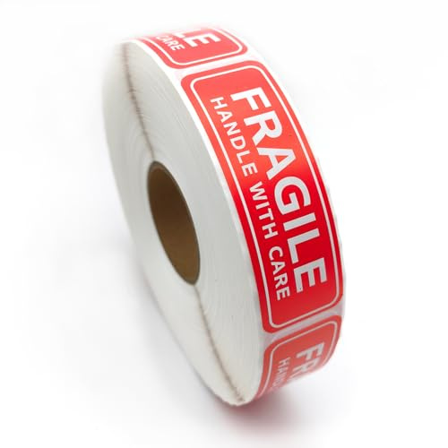 1000 Labels Fragile Sticker for Packing Boxes 1x 3 Red Warning Label Fragile Label for Shipping Packaging Strong Adhesive Sticker Handle with Care