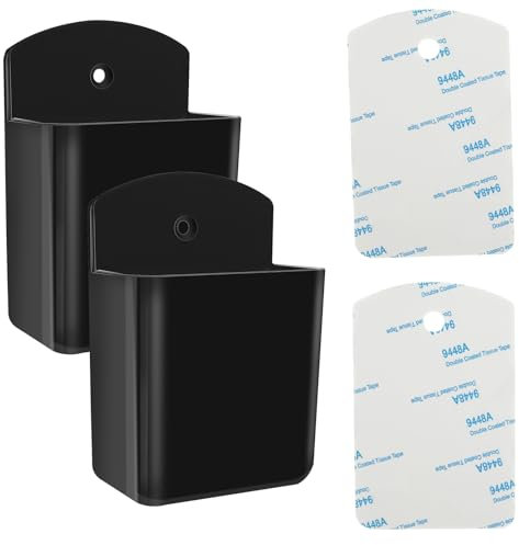 Prasacco 2 Stück Fernbedienung Halterung, Selbstklebende Fernbedienungshalter Wandhalterung Fernbedienung Organizer Box Schwarze Wandaufbewahrungsbox aus Kunststoff für Zuhause, Büro, Schule