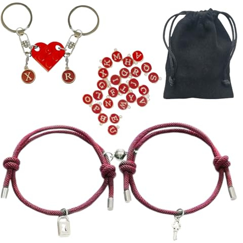 BRACO Pulseras Parejas Magnéticas y Llavero Corazón