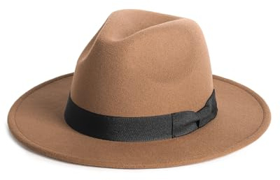 Zylioo S/M/L/XL/XXL Sombrero de fieltro para hombre y mujer, Sombrero Fedora Sombrero de Panamá con ala ancha, Sombrero Trilby clásico de invierno, M