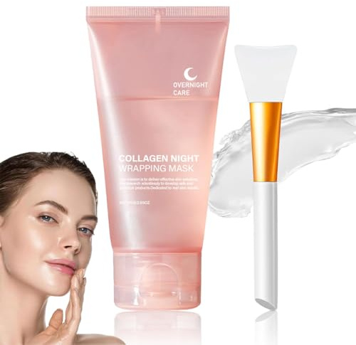 Masque de Nuit au Collagène | ​Masque au collagène coréen, ​Masque Facial Pelable Off au Collagène​ Anti-Rides | ​collagen mask,​ ​Masque Collagene Visage Korean (Pack 1 - Découverte)