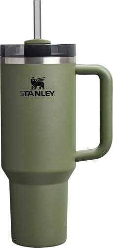 STANLEY Quencher H2.0 Tumbler with Handle and Straw, 3-Mode Flowstate Lid, Travel Cup Holder Compatible, Stainless Steel, Insulated, BPA-Free, Dry Pine, 1.2 Litres