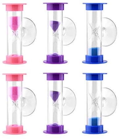Laroal Relojes de Arena para cepillos de Dientes, Temporizador de 3 Minutos con Ventosa, Apto para Juegos, Cocina, Cepillado y cálculo de Cuenta Regresiva.