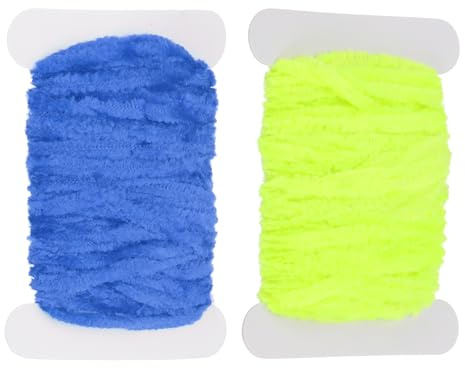 PATIKIL Chenille Per Legare Mosche Totale 10 M, 2 Confezioni Rayon Chenille Materiali Per Legare Mosche Filo Forniture Per Realizzare Ami Jig Modelli Di Mosche Pesca, Giallo/Blu