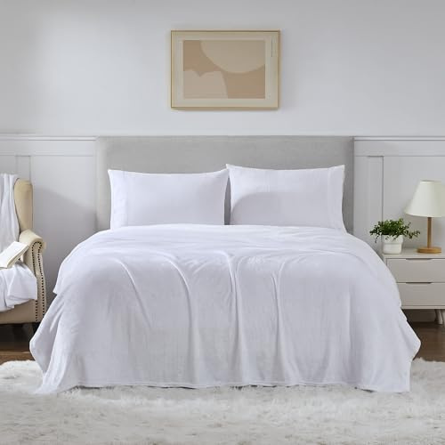 Fleece Sheets Twin Size – Deep Pocket Bedding Toasty Warm Microfleece Bed Sheets for Cold Weather Fall/Winter Comfort – Micro Fleece Fitted Sheet, Flat Sheet & Pillowcase