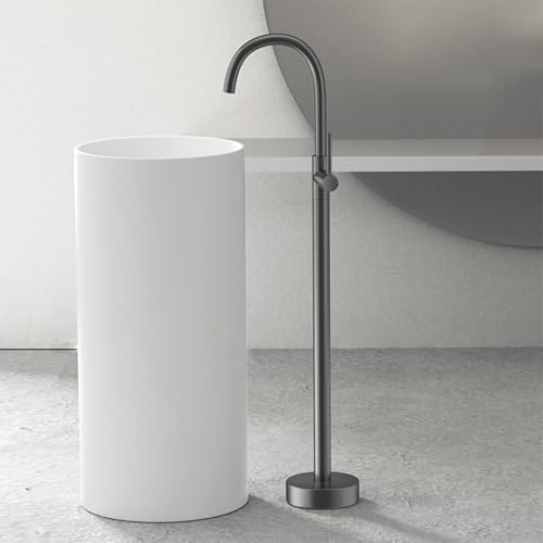 Grifo de Bañera Grifo de Pie para Bañera con Agua Caliente Y Fría Color Negro Mezclador para Ducha Bañera