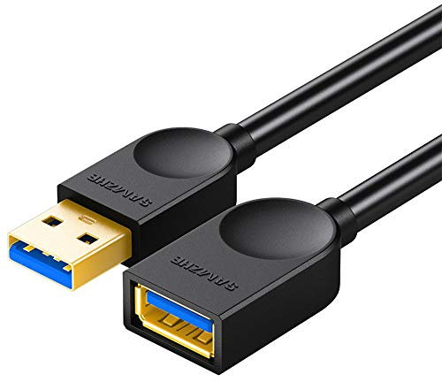 SAMZHE USB 3.0 Extension Cable, USB Type A Male to Female 5Gbps High Speed USB AM to AF Data Sync Transfer Extender Cable for Printer, Scanner, Keyboard, PS, Card Reader, Camera