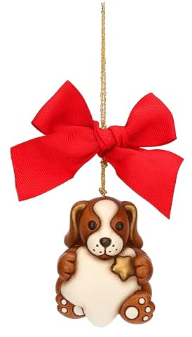 THUN - Addobbo natalizio cane Todo in ceramica, grande - 4,5x4,6x5,8 cm