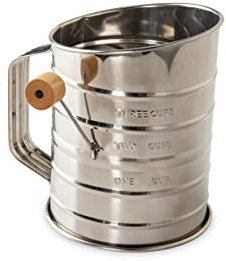 Nordic Ware 3 Tazze, setaccio per Farina Inossidabile, Design rotativo, Accessori da Forno di Alta qualità per setacciare ingredienti secchi e Zucchero a Velo, Facile da Pulire, Acciaio Inox