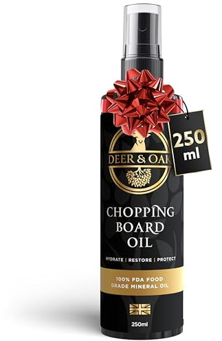 Deer & Oak - 250ml Premium Food Safe Mineral Oil for Chopping Boards, Butchers Block, Wood & Slate Oil - 100% Food Grade