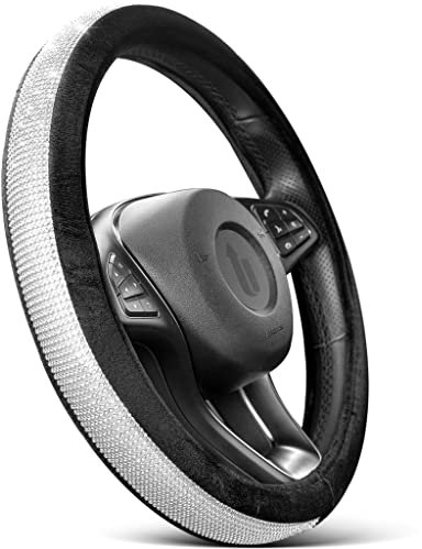 Upgrade4cars Lenkradbezug Glitzer für Lenkräder mit 37-39 cm Durchmesser | Bling Bling Lenkradhülle mit Strass | Pkw Lenkradschutz für Frauen | Autozubehör Innenraum Deko