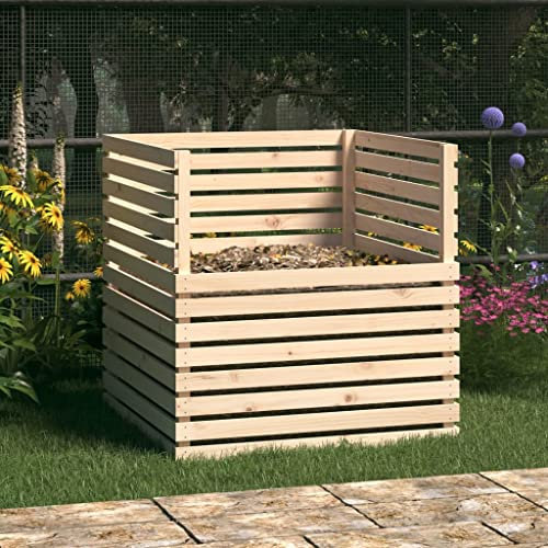 INLIFE Compostador 100 x 100 x 102 cm de madera maciza de pino para casa y jardín, césped y jardín (24,73 kg)