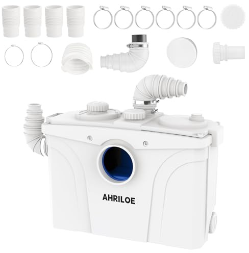 900W Macerator Pump, Macerating Toilet System with 2 Outlets/5 Inlets, Sewage Pump for Basement, Sink, Toilet, Laundry, Kitchen