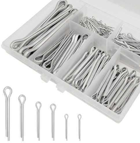Werownsgso 230 Stück Sicherungssplint, Edelstahl Klappsplinte Set in 5 verschiedenen Größen, Federsplinte Clips mit Aufbewahrungsbox für Autos, Wohnmobile, Gartengeräte, Rasenmäher