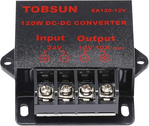 DC 24V to 12V 10A Step-Down Converter, 120W Buck Voltage Regulator, Power Reducer for Car, Truck, RV Electronics, Compact Transformer Module - DC 24V to 12V 10A Converter