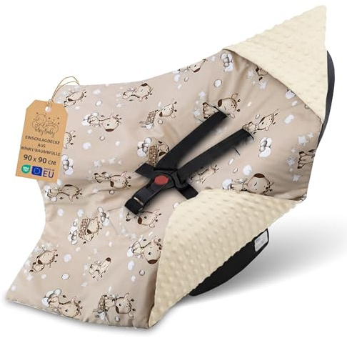 Sacco ovetto coperta invernale 90x90 cm - universale lavabile copertina per passeggino bebe per seggiolino auto bambino o swaddle neonato 0-6 mesi Oeko-Tex Giraffe