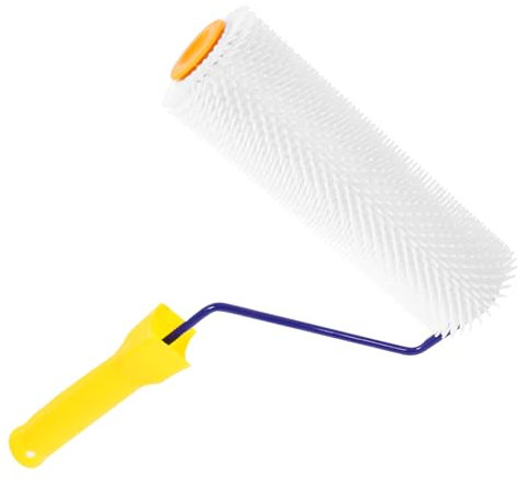 DIYEAH 1 Pièce Brosse Rouleau Texturé Rouleau à Pointes Rouleau à Chape Soi Niveau Auto-nivelant Rouleaux à Béton Dopé Rouleau à Plâtrer Nivellement Blanche Plastique Couleur Aléatoire