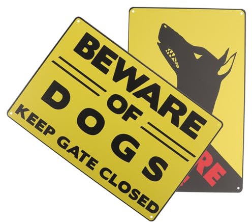 INOOMP 2piezas Carteles Vintage Cuidado Perro Letrero Decorativo De Metal Para Jardín y Patio