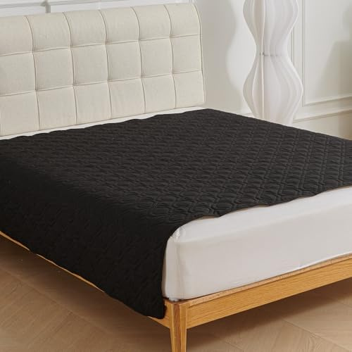 Hearda Alèses de Lit Absorbantes Lavable Alèses Réutilisable pour Incontinence, Adultes et Enfants, Protège-Matelas Imperméable, pour Incontinence, 1 Pièce, Couleur Unie (Noir,130x210cm)