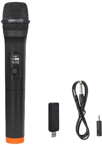 XUMIUZIY UHF Trådlös Mikrofon, Bärbar Trådlös Dynamisk Mikrofon med USB -mottagare, 131ft Intervall, med 6,35 Mm Till 3,5 Mm Adapter, för Att Sjunga Talhändelser Karaoke