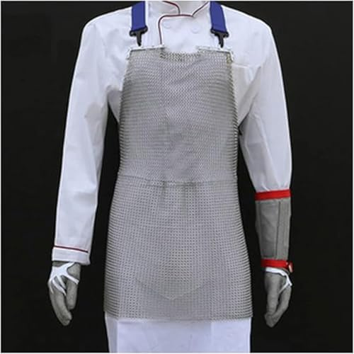 Delantal Delantal Resistente A Cortes De Malla Metálica Carnicero, Taller Mecánico Peto De Trabajo De Seguridad Delantal Resistente A Puñaladas Con Correas Ajustables For Los Hombros W55xL60cm