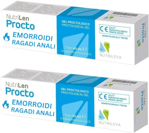 NutriLen Procto, 80ml, Crema Emorroidi Esterne, Interne e Ragadi Anali, Pomata Naturale Lenitiva con Amamelide, Tea Tree, Acido Ialuronico, Olivo e Fico d’India, Con Applicatore, Made in Italy