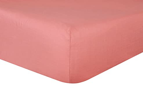 Sleepdown 100% Pure Cotton Deep Fitted Sheet Warm Cosy Breathable Super Soft Bedsheet Bed Linen 32cm Extra Deep Pockets - Dark Rose - Single,5056557500833