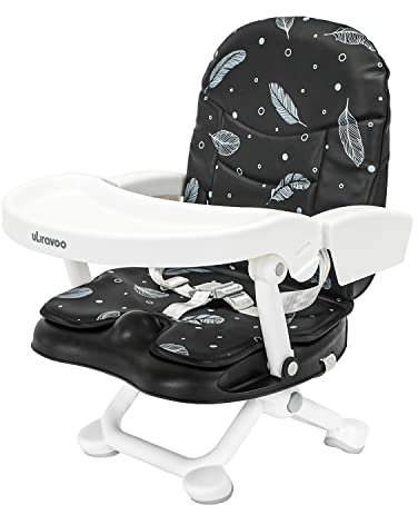 UBRAVOO Asiento elevador, silla alta portátil y ajustable con bandeja extraíble para niños de 6 meses a 36 meses, ACE1013 (Feather Luck)