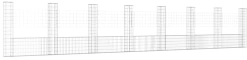 vidaXL Gabionenkorb U-Form mit 8 Säulen Gabione Gabionen Steinkorb Steingabionen Sichtschutz Drahtkorb Wand Mauer Drahtzaun Eisen 860x20x150cm